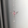 wholesale S925 Sterling Silver Sailor Moon Magic Fairy Wand Necklace, Star Scepter Pendant Collarbone Chain Gift for Best Friend-0-2