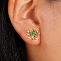wholesale S925 Silver Green Floral Stud Earrings for Women, Unique Design, Fade-Resistant, Cross-Border Bestseller, Ready Stock for Wholesale, Inlaid-0-3