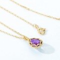 wholesale 925 Sterling Silver Wholesale Japanese and Korean Light Luxury Classic Teardrop Synthetic Amethyst Pendant Collarbone Necklace Simple and Fashionable-0-4