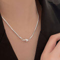wholesale S925 Silver Italian Snake Bone Chain Necklace Women Korean High-End Spring Summer New Arrival Minimalist Clavicle Simple Chain-0-0