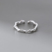 wholesale S925 silver wave bead line wrap ring Korean style trendy elegant women's jewelry R00287-S925 silver ring>Adjustable opening