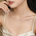 wholesale S925 Sterling Silver Wholesale Women's Exquisite Smile Rainbow Necklace With Colorful Zircon Inlay Collarbone Chain-0-3