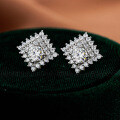 S925 Silver Moissanite Square Earrings with LuxeUnisex Setting-0-0