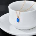 wholesale S925 gold-plated silver minimalist and elegant double-layer stone blue glass and white shell pendant necklace for women wholesale supplier-0-2