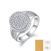 925 Silver Fashion Ring with Moissanite, Light Luxury Style, Tarnish-Resistant.-Moissanite 78+12 beads (including GRA certificate)  US 5# / Hong Kong 11#