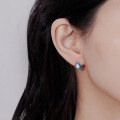 wholesale 925 Silver French Retro Colorful Enamel Bean Arc Earrings, Fashionable Diamond-Accented Open Ring-0-3
