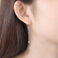 wholesale S925 silver fashionable women's earrings, Korean-style elegant butterfly bead long drop earrings with tassel, SHEIN new accessory-0-3