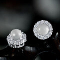 wholesale 925 Silver Poetry Jewelry New Translucent Round White Foam Color 5mm Minimalist Chalcedony Stud Earrings for Women-0-1