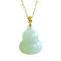 wholesale 18K Gold Certified Hetian Jade Gourd Pendant Fashion Minimalist Necklace Collarbone Chain Natural Jade Pendant for Women-0-4
