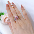 wholesale Metal: 925 Silver New Style 75 Carat Rouge Pink Lotus Flower Ring for Women, Luxurious High-end Feel Ring-0-3