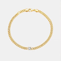 wholesale S925 Sterling Silver, 18K Gold Plated, Solid and Textured Ins Style Cuban Chain Bracelet for Women, Versatile and Fashionable-BS0030-Gold 925 Silver