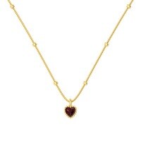 wholesale S925 Sterling Silver Oval-Shaped Shuimo Jade Square 8A Zircon Heart Flower Marquise Pendant Necklace for Women-Gold Red Diamond DY190899-SG-RD 925 Silver