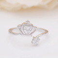 wholesale S925 sterling silver Korean-style petite fresh zircon princess crown heart open ring women's jewelry-0-1