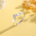 wholesale S925 Sterling Silver Iridescent Heart Open Ring for Women, Light Luxury, Niche Design, High-End Trendy Minimalist Band Wholesale-0-5