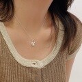 wholesale S925 Sterling Silver Pearl Heart Necklace for Women, Korean Summer New Fashion Minimalist Versatile Light Luxury Collarbone Chain-0-2