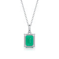 wholesale S925 Silver Inadvertently Elegant Pendant with Chain, Lab-Grown Emerald Gemstone Necklace Jewelry, Source Spot Silver Necklace-0-4