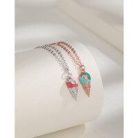 wholesale 925 Sterling Silver Ice Cream Cone Necklace for Women, Cute Niche Design, Fresh and Stylish, Versatile Collarbone Chain-Ice Cream Necklace Platinum &gt; 925 Silver