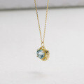 wholesale 9k Gold Fresh and Sweet Light Luxury Advanced Set with Aquamarine Moon Pendant Necklace-0-2
