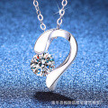 S925 Silver Cross-Border Original Moissanite Necklace with Heart Design-0-0