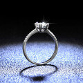 Sterling Silver D Color Moissanite Ring, 1 Carat Snowflake Design-0-0