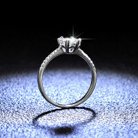 Sterling Silver D Color Moissanite Ring, 1 Carat Snowflake Design-1 carat (D color moissanite)  9 yards