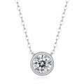 S925 Silver Moissanite Necklace, 1ct D Color Classic Bubble Pendant-0-3
