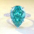wholesale S925 Sterling Silver New Imported High Carbon Diamond 10*14mm Teardrop Emerald Green Ring for Women, European and American Style-0-0