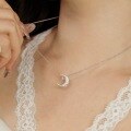 wholesale S925 Sterling Silver Popular Cross-Border Women's Necklace, Advanced and Exquisite Star and Moon Pendant Design, Versatile Crescent Collarbone Chain-0-1