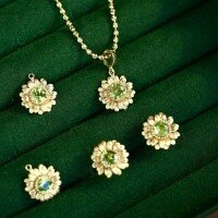 wholesale S925 sterling silver daisy-themed stylish matching set elegant earrings versatile for daily wear and commuting-BE0273-Gold>925 Silver