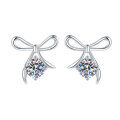 wholesale Metal Material: S925 Sterling Silver Cross-border Wholesale Cute High-end Bow Earrings with Moissanite Ear Studs, Silver Jewelry-0-4