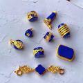wholesale S925 gold-plated, inlaid with natural lapis lazuli accessories, DIY bracelet and necklace accessories, spacer beads for hand-braided rope accessories-0-1