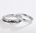 wholesale 999 pure silver couple rings for women, small and unique design with a high-end feel, adjustable solid silver plain band rings for men, a pair of rings to gift your girlfriend-0-21