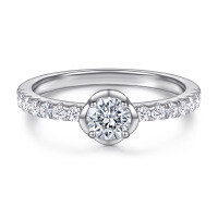 wholesale 925 Sterling Silver European and American Fashion Flower Zircon Ring Earrings Necklace Jewelry Set 3 Pieces-Ring TL-379 US size 6#