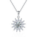 S925 Sterling Silver Moissanite Sunflower Pendant Necklace-0-3