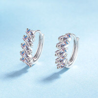 wholesale S925 Sterling Green Moissanite Rectangular Ear Studs for Women, Elegant and Advanced Ins Style, Gift for Girlfriend-Moissanite 1.5 carats 925 silver