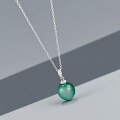 wholesale S925 Sterling Silver 12mm African Emerald Round Bead Necklace, Intellectual and Elegant New Chinese-style Pendant-0-1