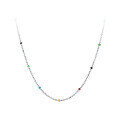 wholesale S925 Sterling Silver Rainbow Bead Women's Necklace Light Bead Geometric Colored Bead Ins Irregular IU Same Style Collarbone Chain D9456-0-4