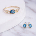 wholesale Sterling Silver Summer New Japanese Light Luxury Ring Natural London Blue Topal Opal Ring Factory Supply-0-1
