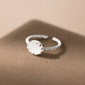 wholesale S925 Sterling Silver Fresh and Sweet Design Crown Lace Chalcedony Chain Pattern Ring R02683-0-2