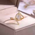 wholesale 18K Gold Plated S925 Silver Moissanite Ring for Women, Teardrop Shape, Full Halo Design, Bestseller on Independent Sites-0-1