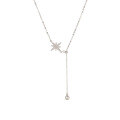 wholesale 925 Sterling Silver Eight-Pointed Star Necklace for Women, Light Luxury, Niche Design, New Pendant Collarbone Chain with Fringe-0-4