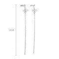 wholesale S925 Sterling Silver Bow Earrings for Women, Small and Unique Design Long Tassel Drop Earrings, Versatile and Elegant Ear Accessories-0-5