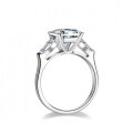 S925 Silver Moissanite Ring, Women's Luxury-Set Fancy Emerald-Cut Rectangle 4 Carat-0-3