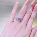 wholesale S925 Silver New 6*8mm Teardrop Pear-Shaped Pink Diamond Ring for Women Floral Fashion Statement Piece-0-3