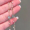 wholesale S925 Sterling Silver Red Elk All-Over Ins Style Heart Aquamarine Pearl Bracelet Exquisite Sweet Temperament Daily Wear-0-4