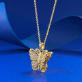 wholesale Metal: S925 Silver Gold Plated Moojing Jewelry Ancient Technique Butterfly Whisper Wish Pendant Chinese Style Gold Necklace Adjustable-0-1