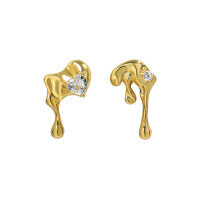 wholesale S925 Sterling Silver 617 Niche Design Minimalist Style Irregular Versatile Lava Inlaid Zircon Earrings for Women-18K gold [with sterling silver ear plugs]  925 silver