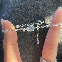 wholesale Sterling Silver Aquamarine Bracelet for Women, Ins Niche Design High-End Sense Luxury Exquisite and Versatile Small Fresh Hand Accessory-Silver 925 silver