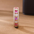 wholesale Rose Gold Plated S925 Sterling Silver Ring with Red Corundum and Multi-Color Gemstones,INS-0-3