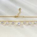 wholesale Metal: 925 Silver Gold Plated Zhuo Zhifan New European and American Teardrop Tassel Necklace for Women, 6*9mm Pear Shape, Cross-Border Hot-Selling Item for Distribution-0-3